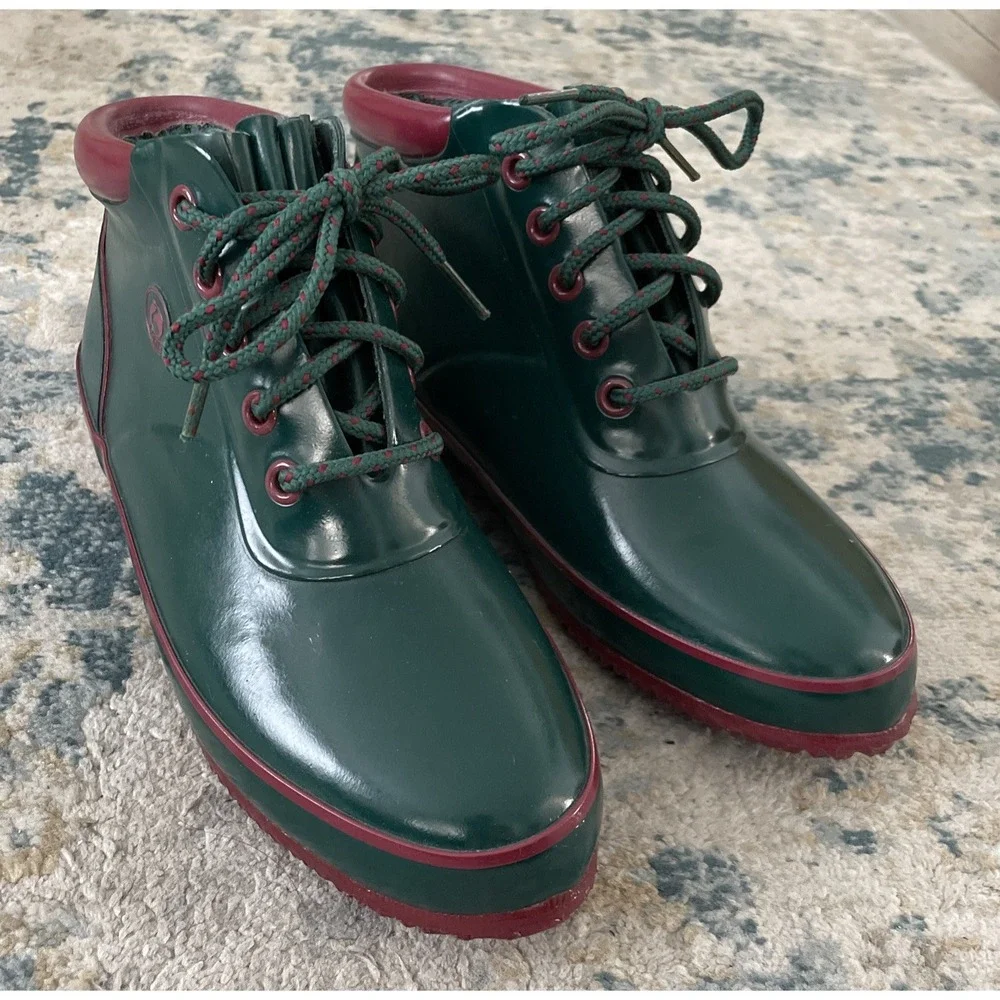 SPORTO Duck Waterproof Vintage‎ Boots, Rubber, Green, Size 7
